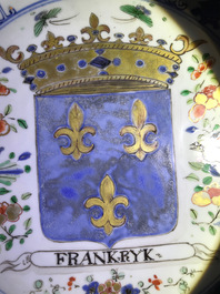 A Chinese famille verte &quot;Provinces&quot; dish with the arms of France, Kangxi/Yongzheng